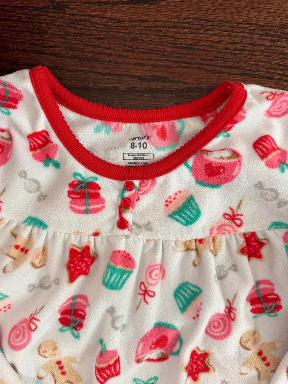 Carters holiday motif fleece nightgown, size 8-10Y